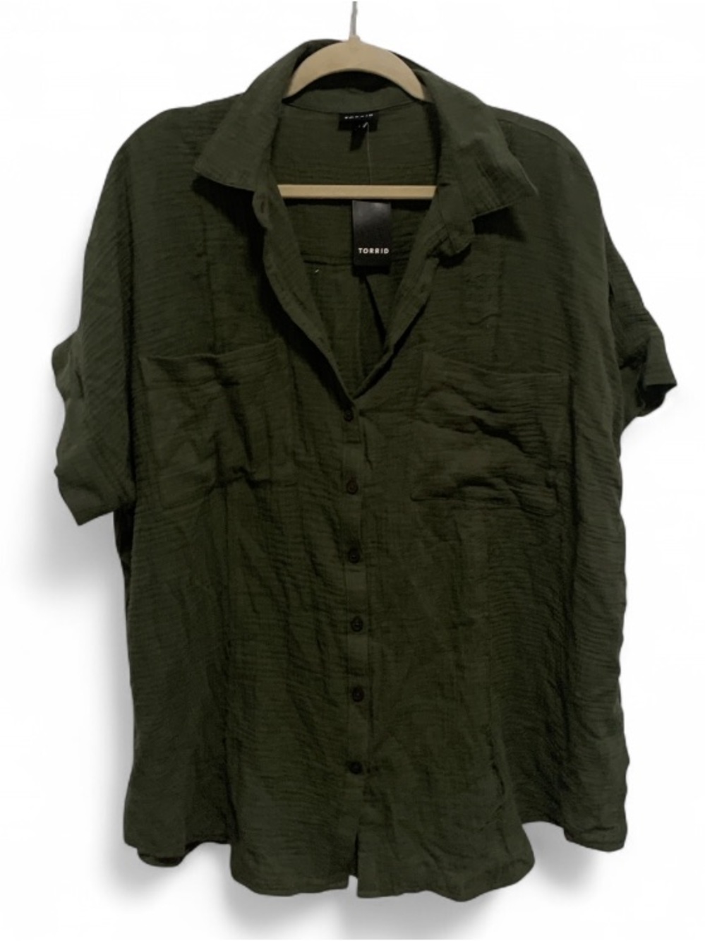 NWT torrid Olive Green Short Sleeve Button-Down Shirt